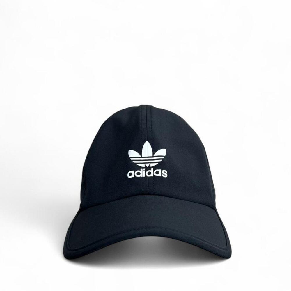 Adidas Originals Black Trefoil Hat Adjustable Strapback 3 Stripe Back Athletic